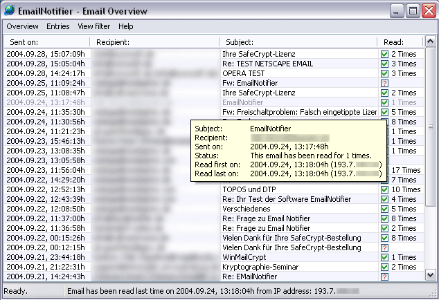 EmailNotifier Screenshot